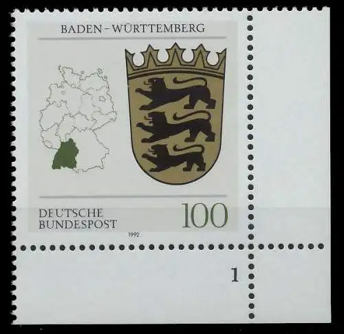 BRD 1992 Nr 1586 postfrisch FORMNUMMER 1 S76657A