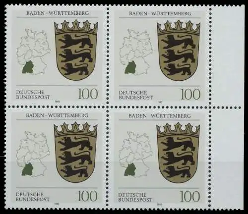 BRD 1992 Nr 1586 postfrisch VIERERBLOCK SRA 85EEFA