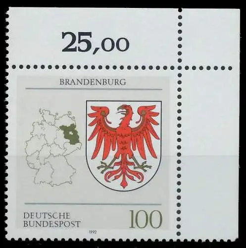 BRD 1992 Nr 1589 postfrisch ECKE-ORE 85EF4A