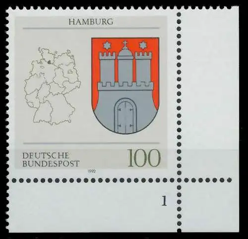 BRD 1992 Nr 1591 postfrisch FORMNUMMER 1 85EF82