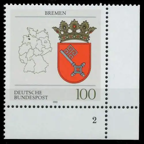 BRD 1992 Nr 1590 postfrisch FORMNUMMER 2 S76661E