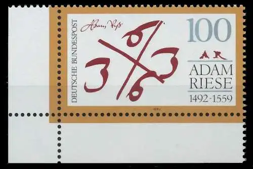 BRD 1992 Nr 1612 postfrisch ECKE-ULI S77474A