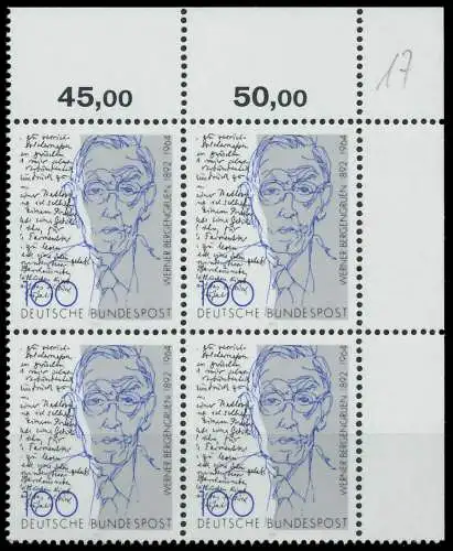 BRD 1992 Nr 1629 postfrisch VIERERBLOCK ECKE-ORE 863396