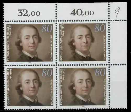 BRD 1994 Nr 1747 postfrisch VIERERBLOCK ECKE-ORE 865402