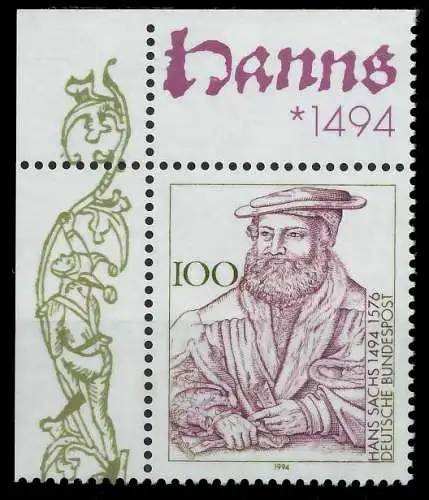 BRD 1994 Nr 1763 postfrisch ECKE-OLI S77D99A