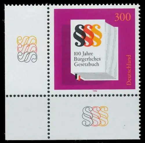 BRD 1996 Nr 1874 postfrisch ECKE-ULI 8678E2