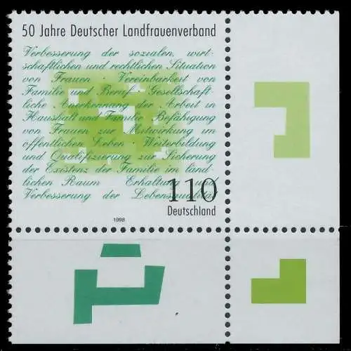 BRD 1998 Nr 1988 postfrisch ECKE-URE 86B256