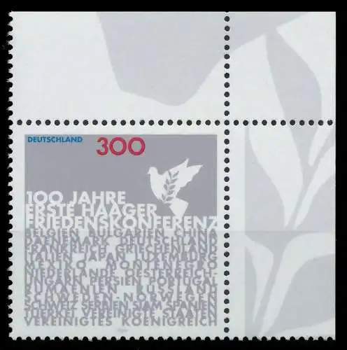 BRD 1999 Nr 2066 postfrisch ECKE-ORE 86B8E6