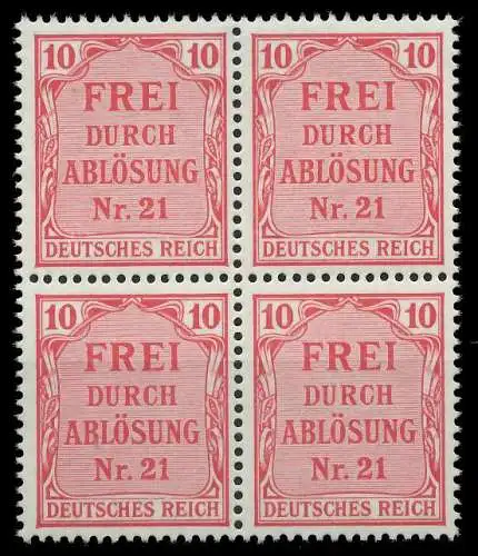 D-REICH DIENST Nr 4 postfrisch VIERERBLOCK 86F34E