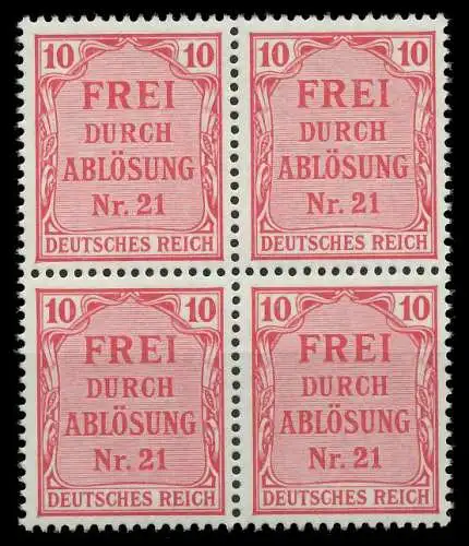 D-REICH DIENST Nr 4 postfrisch VIERERBLOCK 86F352