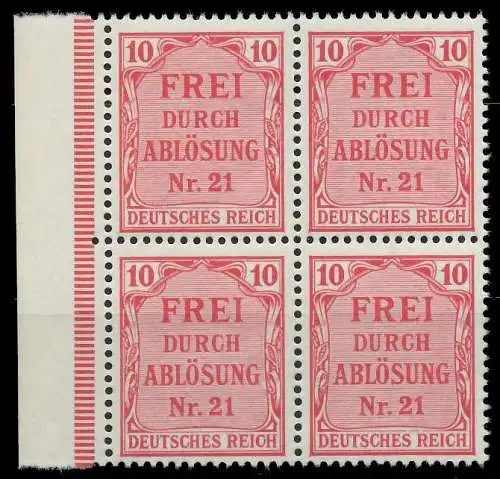 D-REICH DIENST Nr 4 postfrisch VIERERBLOCK SRA 86F36A