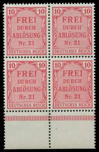 D-REICH DIENST Nr 4 postfrisch VIERERBLOCK URA 86F372