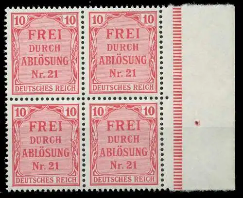 D-REICH DIENST Nr 4 postfrisch VIERERBLOCK SRA 86F38E