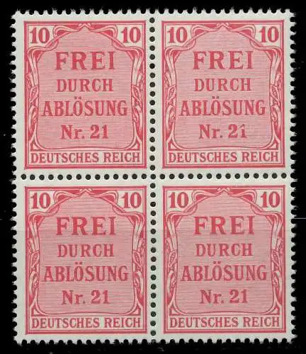D-REICH DIENST Nr 4 postfrisch VIERERBLOCK 86F392