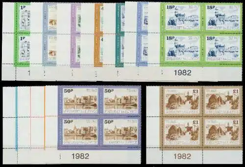 GUERNSEY PORTOMARKEN Nr 30-41 postfrisch VIERERBLOCK EC 8713A6