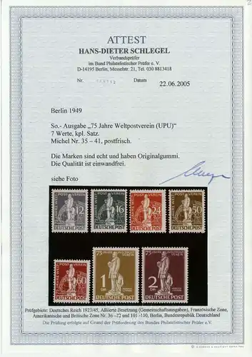 BERLIN 1949 Nr 35-41 postfrisch ATTEST 875E96