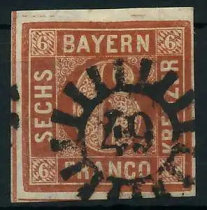 BAYERN MÜHLRADSTEMPEL AUF Nr 4II gMR _49 ZENTR- 877CBA