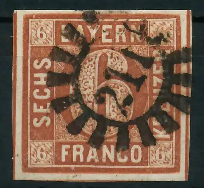 BAYERN MÜHLRADSTEMPEL AUF Nr 4II gMR 211 ZENTR- 87E55A