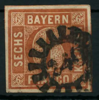 BAYERN MÜHLRADSTEMPEL AUF Nr 4II gMR 240 ZENTR- 87FF32