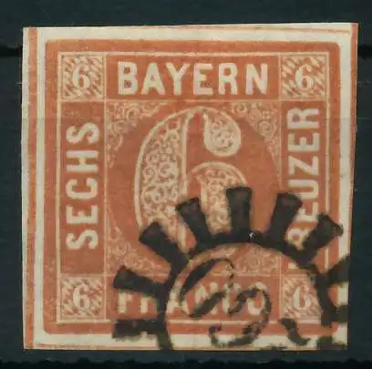 BAYERN MÜHLRADSTEMPEL AUF Nr 4II gMR 260 gestempelt 8800E6