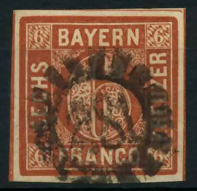 BAYERN MÜHLRADSTEMPEL AUF Nr 4II gMR 281 ZENTR- 8805A6