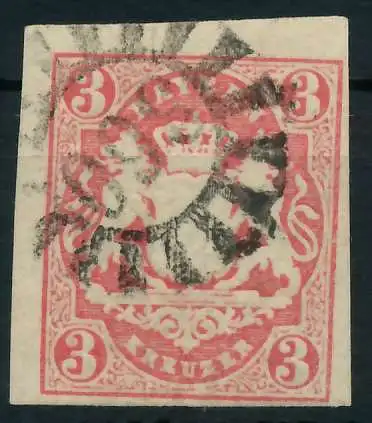 BAYERN MÜHLRADSTEMPEL AUF Nr 15 gMR 360 zentrisch gestempelt 8821EA