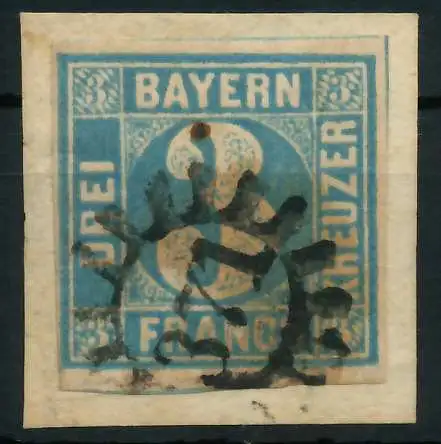 BAYERN MÜHLRADSTEMPEL AUF Nr 2II gMR 371 gestempelt BRFS 88223E