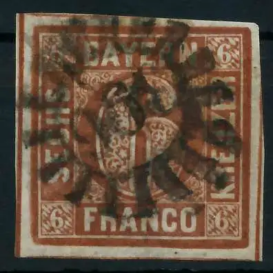 BAYERN MÜHLRADSTEMPEL AUF Nr 4II gMR 396 ZENTR- 8823B6