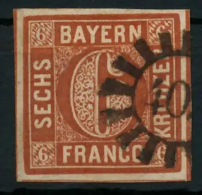 BAYERN QUADRAT AUSGABE Nr 4II zentrisch gestempelt 8843D6