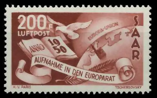 SAARLAND 1950 Nr 298 postfrisch 8845C6