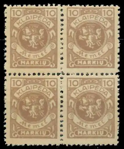 MEMEL 1923 Nr 141 postfrisch VIERERBLOCK 88787A