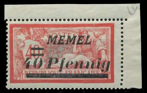 MEMEL 1922 Nr 60 postfrisch ECKE-ORE 887916