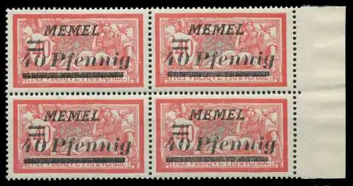 MEMEL 1922 Nr 60 postfrisch VIERERBLOCK SRA 88793A