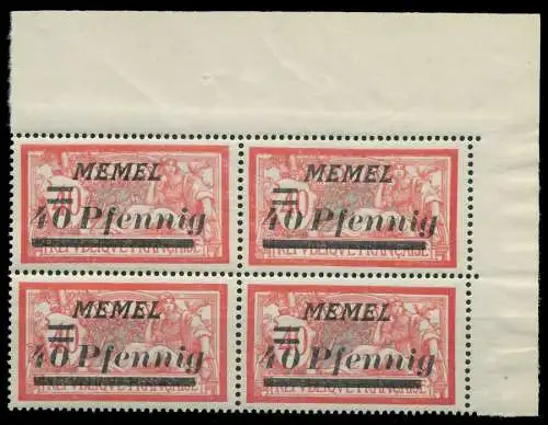 MEMEL 1922 Nr 60 postfrisch VIERERBLOCK ECKE-ORE 88795A