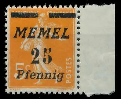 MEMEL 1922 Nr 58 postfrisch SRA 88796A