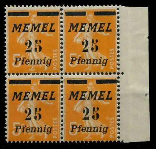 MEMEL 1922 Nr 58 postfrisch VIERERBLOCK SRA 88798E