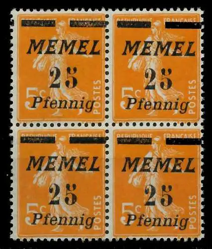 MEMEL 1922 Nr 58 postfrisch VIERERBLOCK 8879A2