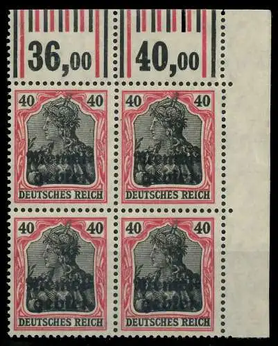 MEMEL 1920 GERMANIA Nr 6 WOR postfrisch VIERERBLOCK ECK 8879DE