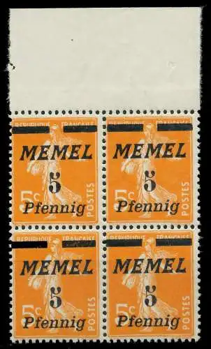 MEMEL 1922 Nr 52 postfrisch VIERERBLOCK ORA 8879F2
