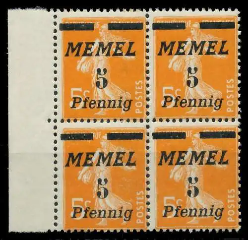 MEMEL 1922 Nr 52 postfrisch VIERERBLOCK SRA 887A0A