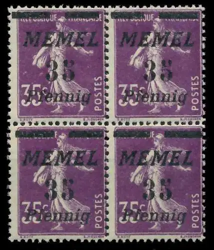 MEMEL 1922 Nr 84 postfrisch VIERERBLOCK 887A9A