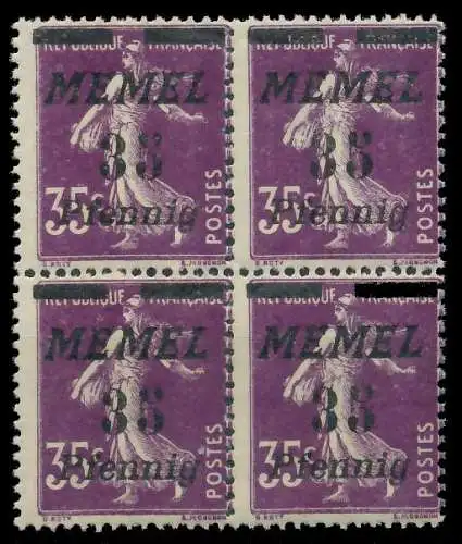 MEMEL 1922 Nr 84 postfrisch VIERERBLOCK 887AA6