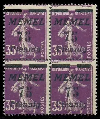 MEMEL 1922 Nr 62 postfrisch VIERERBLOCK 887B12