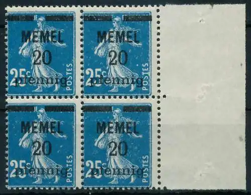 MEMEL 1920 Nr 20b postfrisch VIERERBLOCK SRA 887D62
