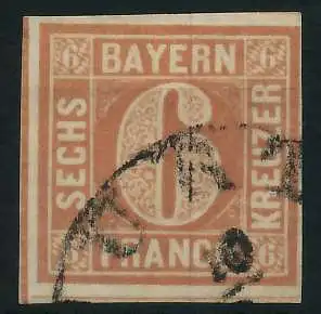 BAYERN QUADRAT AUSGABE Nr 4I gestempelt gepr. 88FFEA