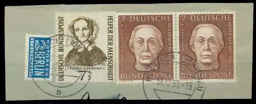 BRD 1954 Nr 200 + 222 zentrisch gestempelt Briefst³ck 89C5CE