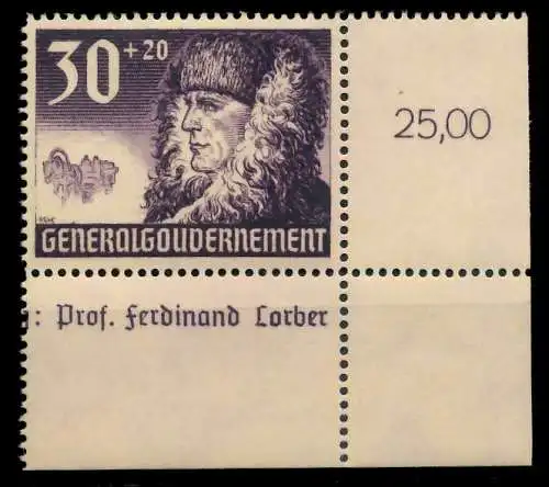 GENERALGOUVERNEMENT 1940 Nr 58 postfrisch ECKE-URE 8B5126