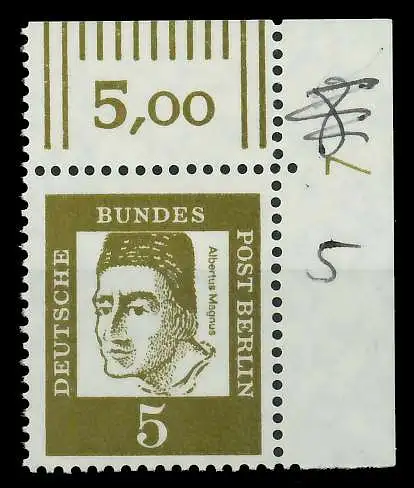 BERLIN DS BED. DEUTSCHE Nr 199 DZ7 postfrisch SRA 8ED432