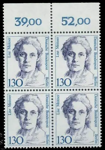 BERLIN DS FRAUEN Nr 812 postfrisch VIERERBLOCK ORA 8F915A