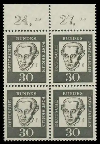 BERLIN DS BED. DEUT. Nr 206 postfrisch VIERERBLOCK ORA 8F93D6